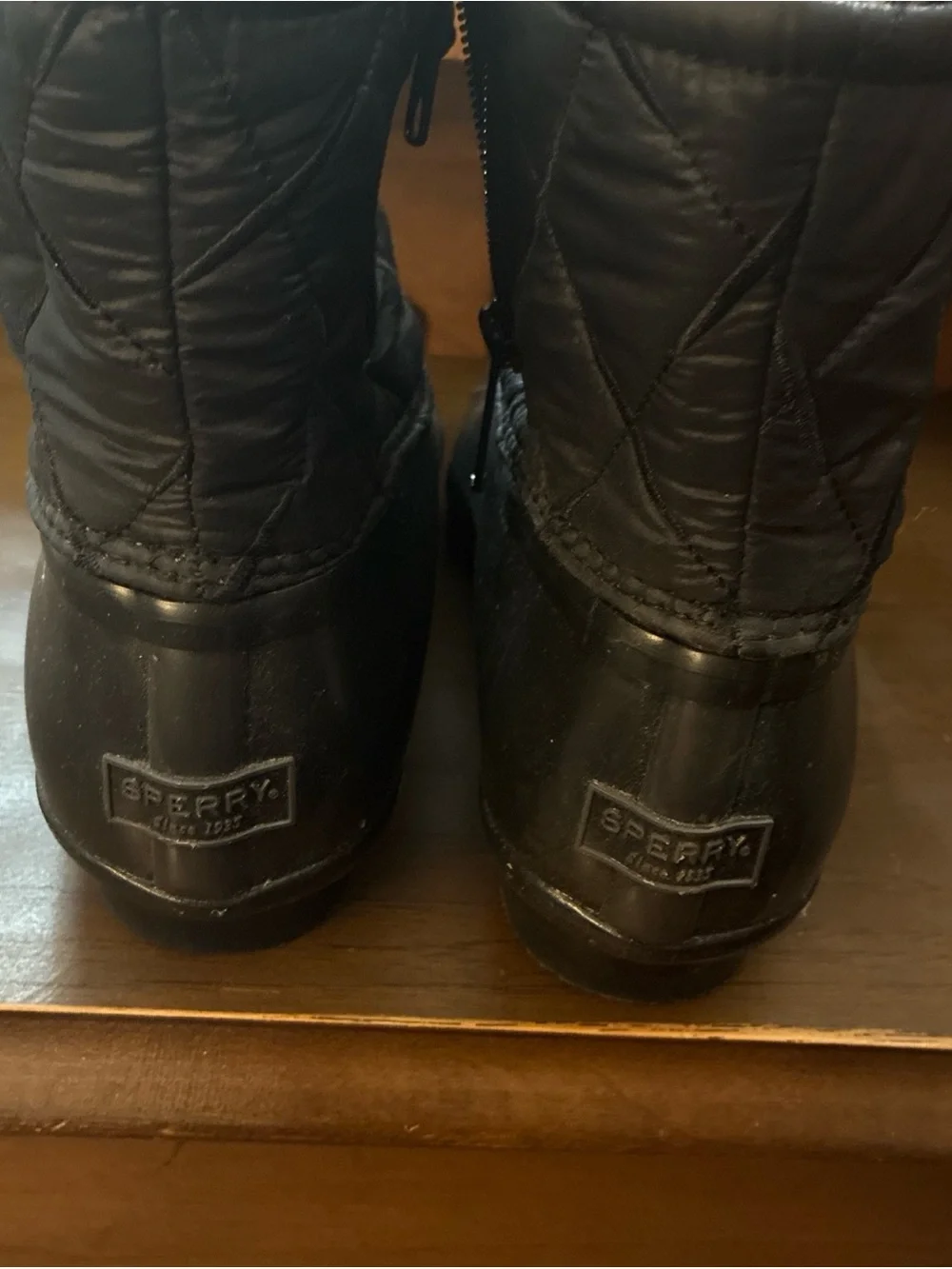 Sperry Women's Black Saltwater Nylon Quilted Rain Snow Duck Boots Size 10 -NEW